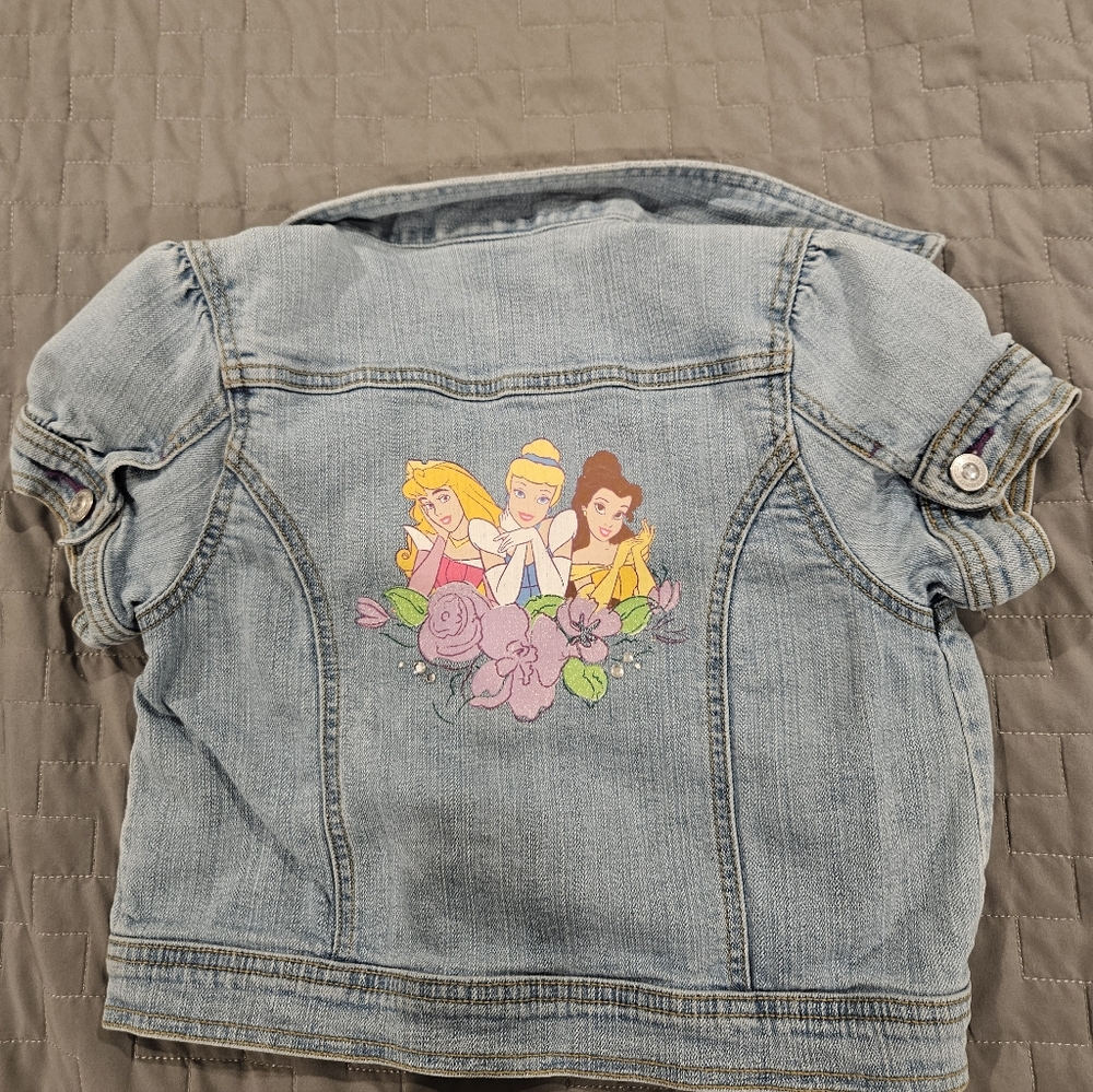 Disney Kids Denim Jacket with Floral Embroidery Large 10/12